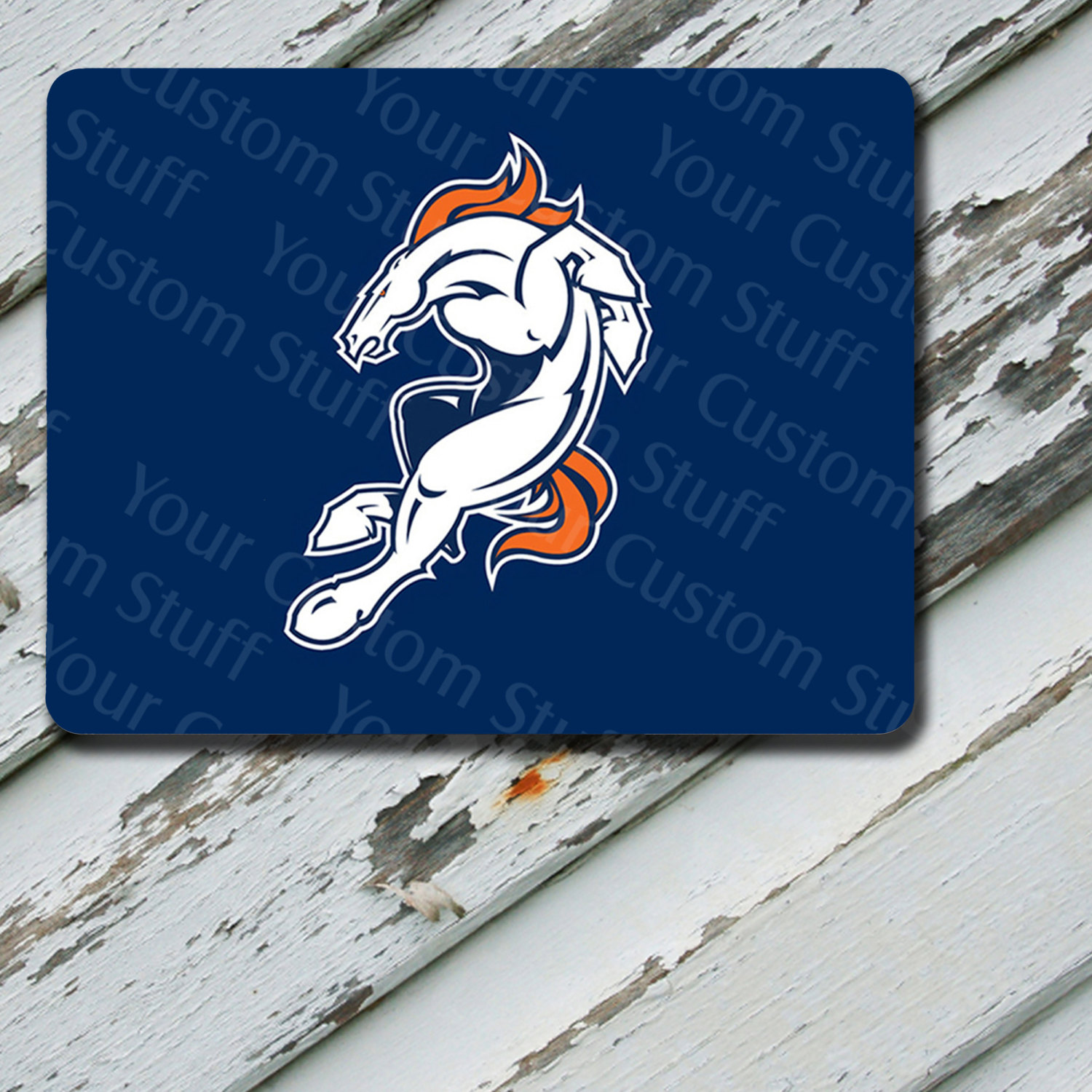 Mousepad Denver Broncos Leaping Horse Design On Extra Thick Mousepad Your Custom Stuff