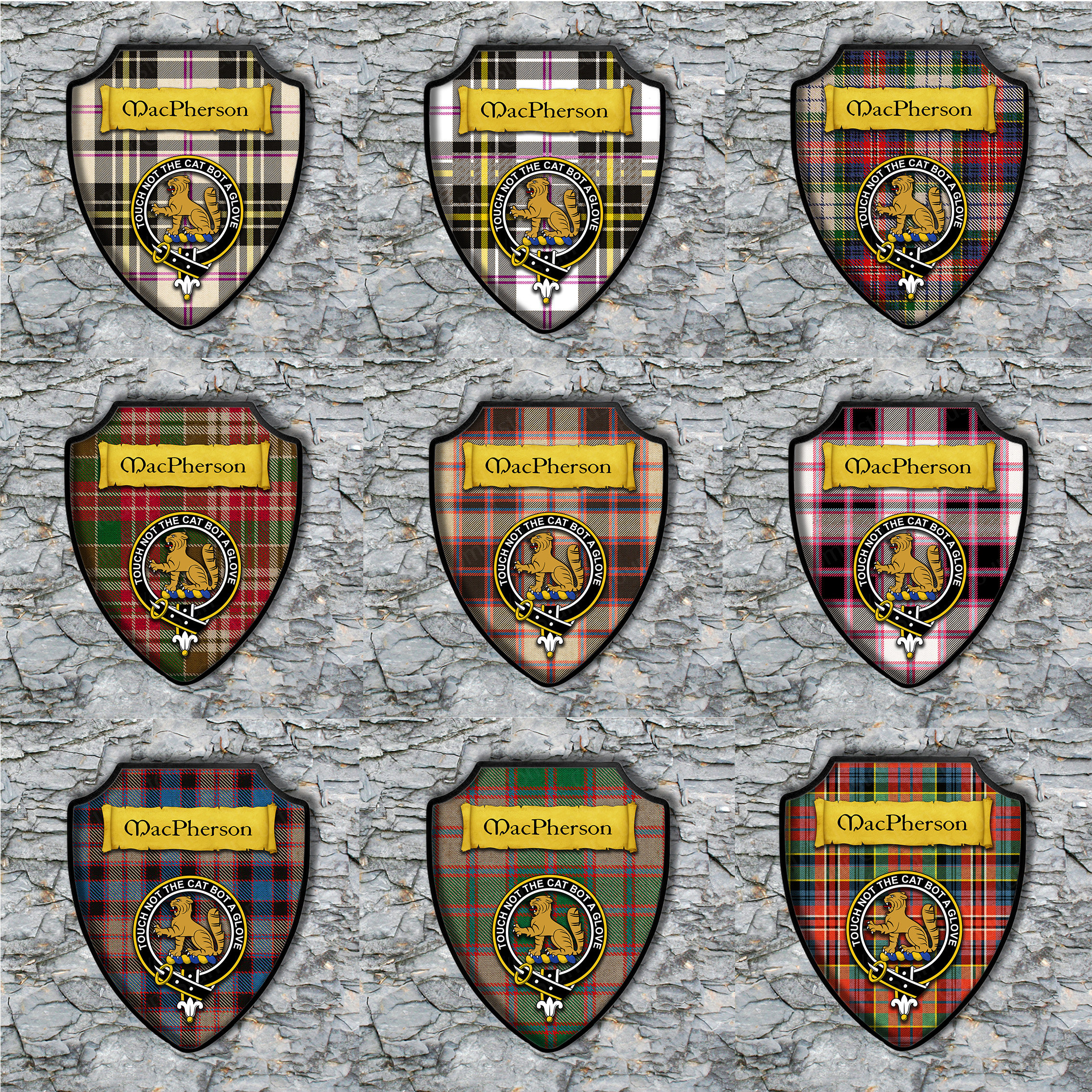 MacPherson Shield Plaque with Scottish Clan Coat of Arms Badge on Clan ...